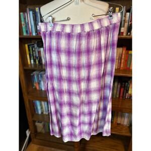 Ann Taylor Loft purple plaid linen skirt medium